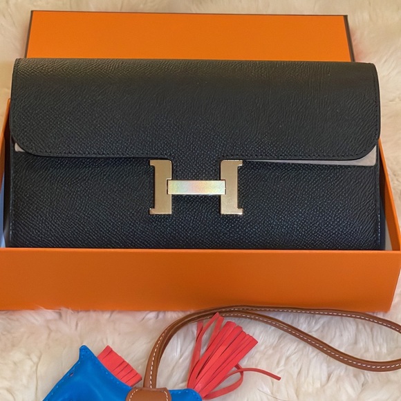 Hermes Constance Long To Go Wallet Black Epsom Gold Hardware WOC New! SOLD! - Picture 7 of 9